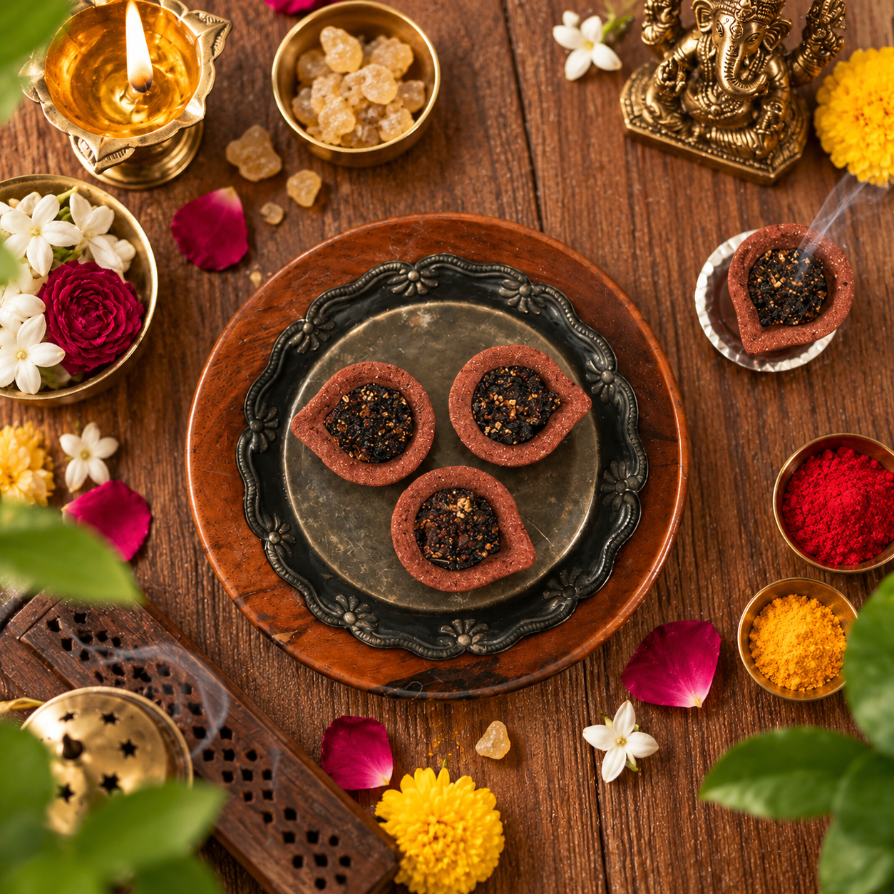 Kesar- Sambrani Hawan Cups for Pooja Rituals (Pack of 12)