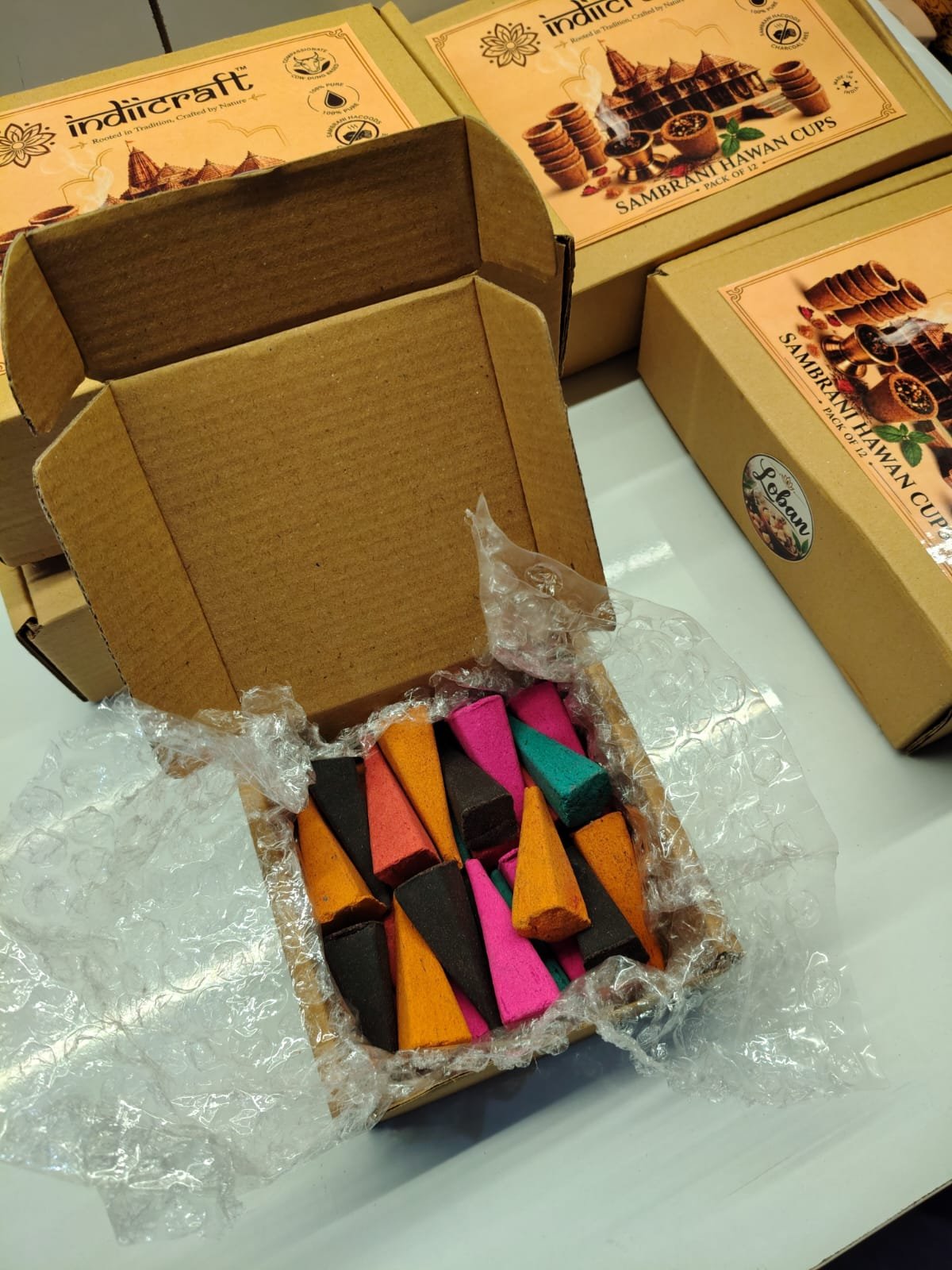 Incense Dhoop Cones - Multi Color (Mogra, Kasturi Musk, Kapoor Guggal, Chandan, Panchagvya, Rooh Rose) — view 2