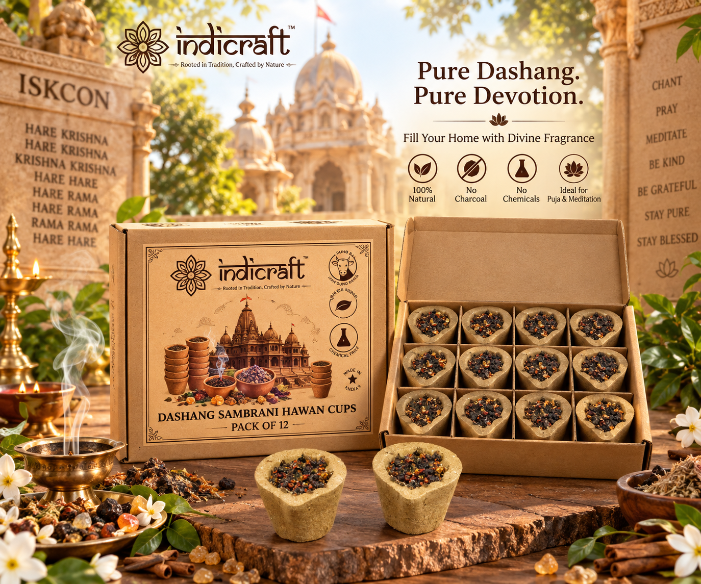 Dashang - Sambrani Hawan Cups for Pooja Rituals (Pack of 12)