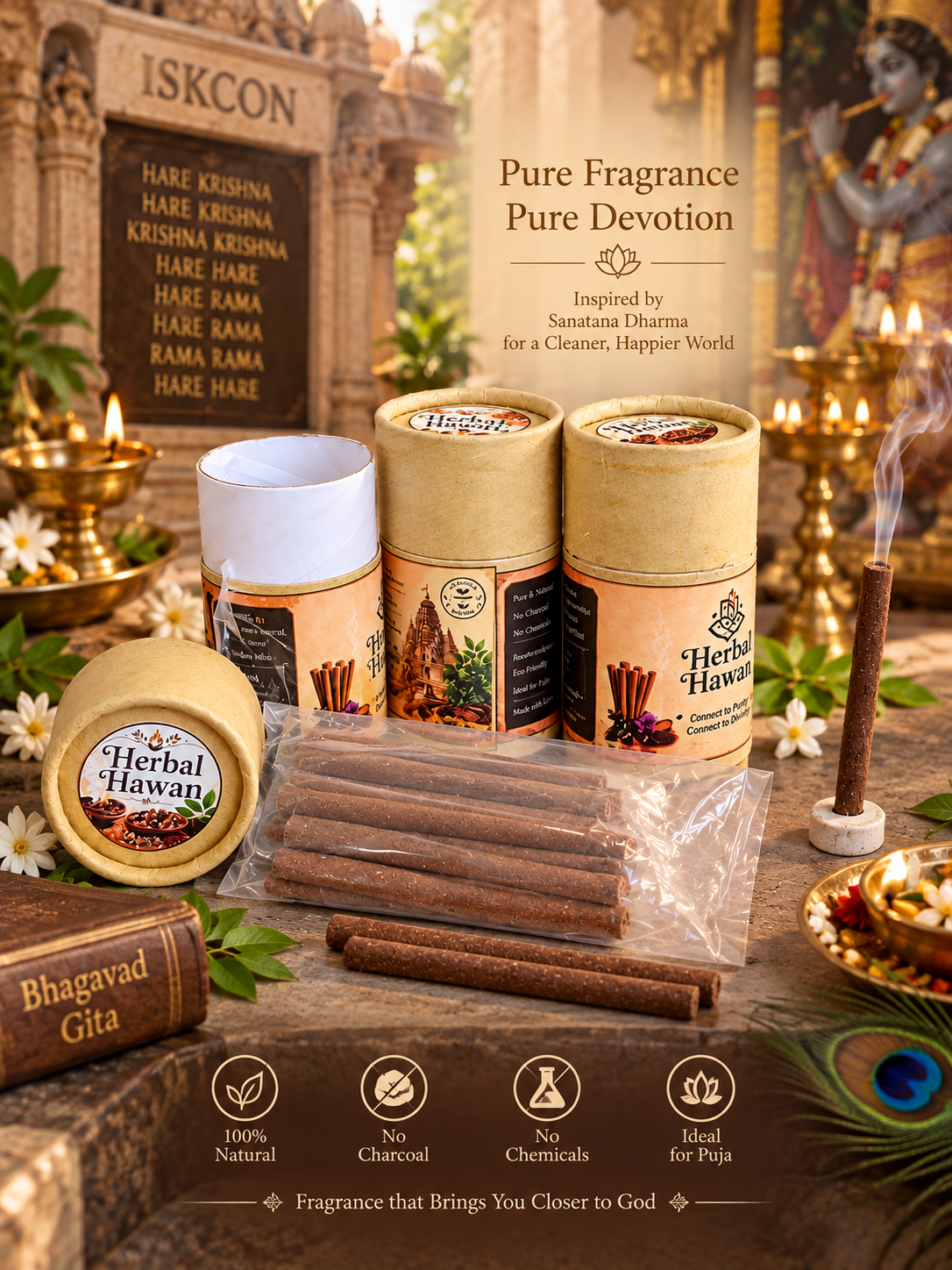 A2 Gir Cow Dung - Dhoop Sticks — view 2